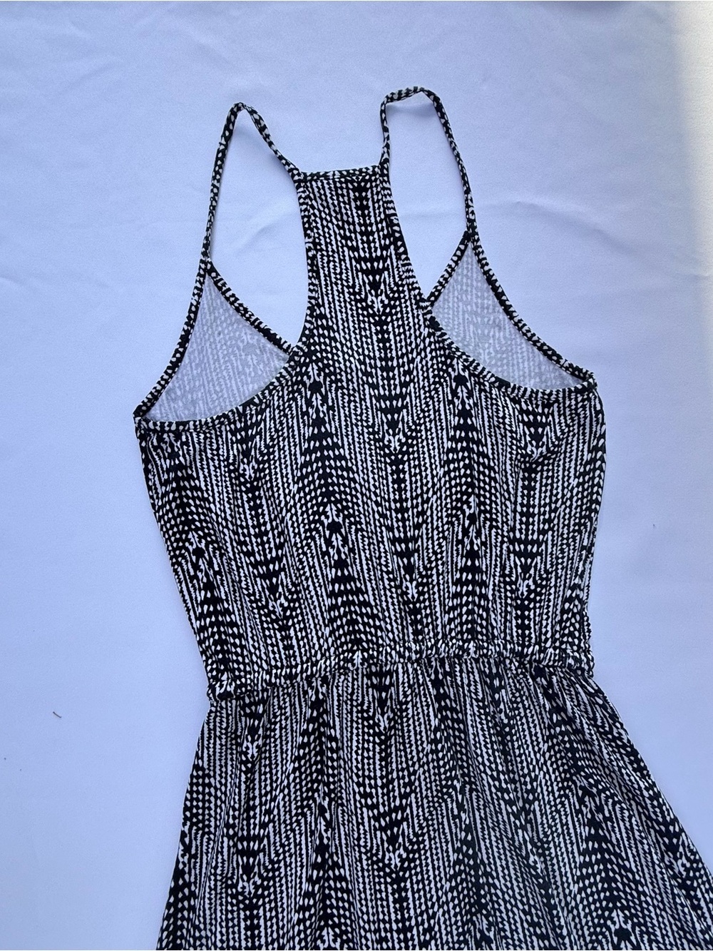 Banana Republic Chevron Print Racerback Maxi Dress XS Black White - Picture 3 of 7
